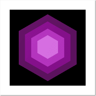 Geometric Hexagon Pattern with Purple Shades Posters and Art